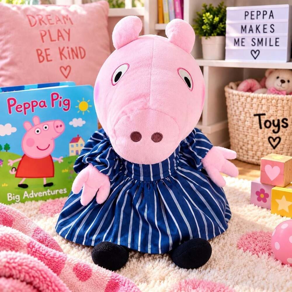 Peppa Pig Plush Doll 18-20 Inch Navy Blue Striped Dress